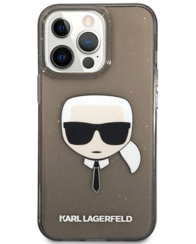 Калъф Karl Lagerfeld - Glitter Karl Head, iPhone 13 Pro Max, черен - 1